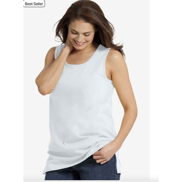 NWOT Woman Within Mauritius White Cotton scoop neck Tank Size 2XL (26/28) - Picture 1 of 7